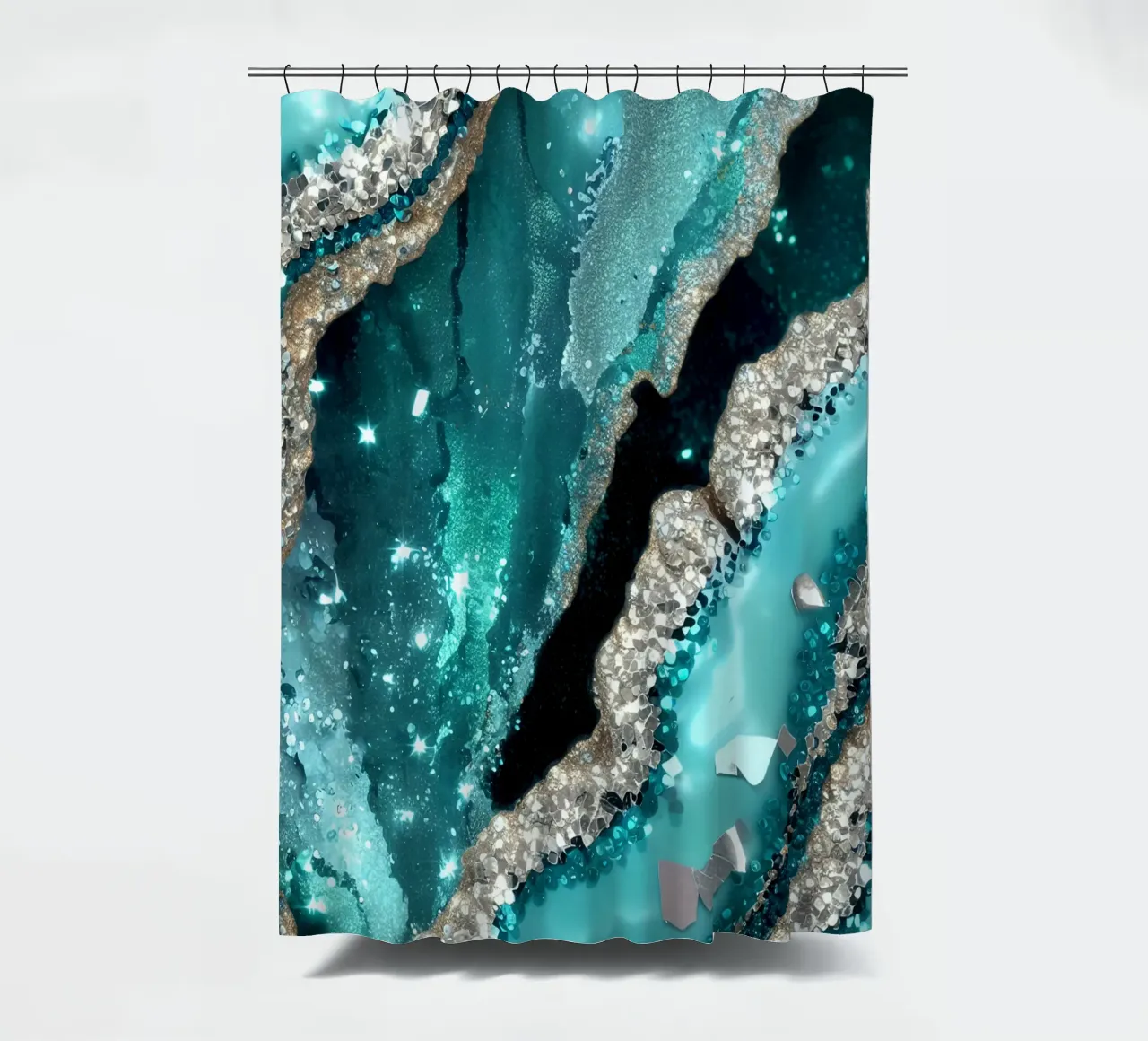 Glam Turquoise Agate Texture shower curtain by Gemstone Textures