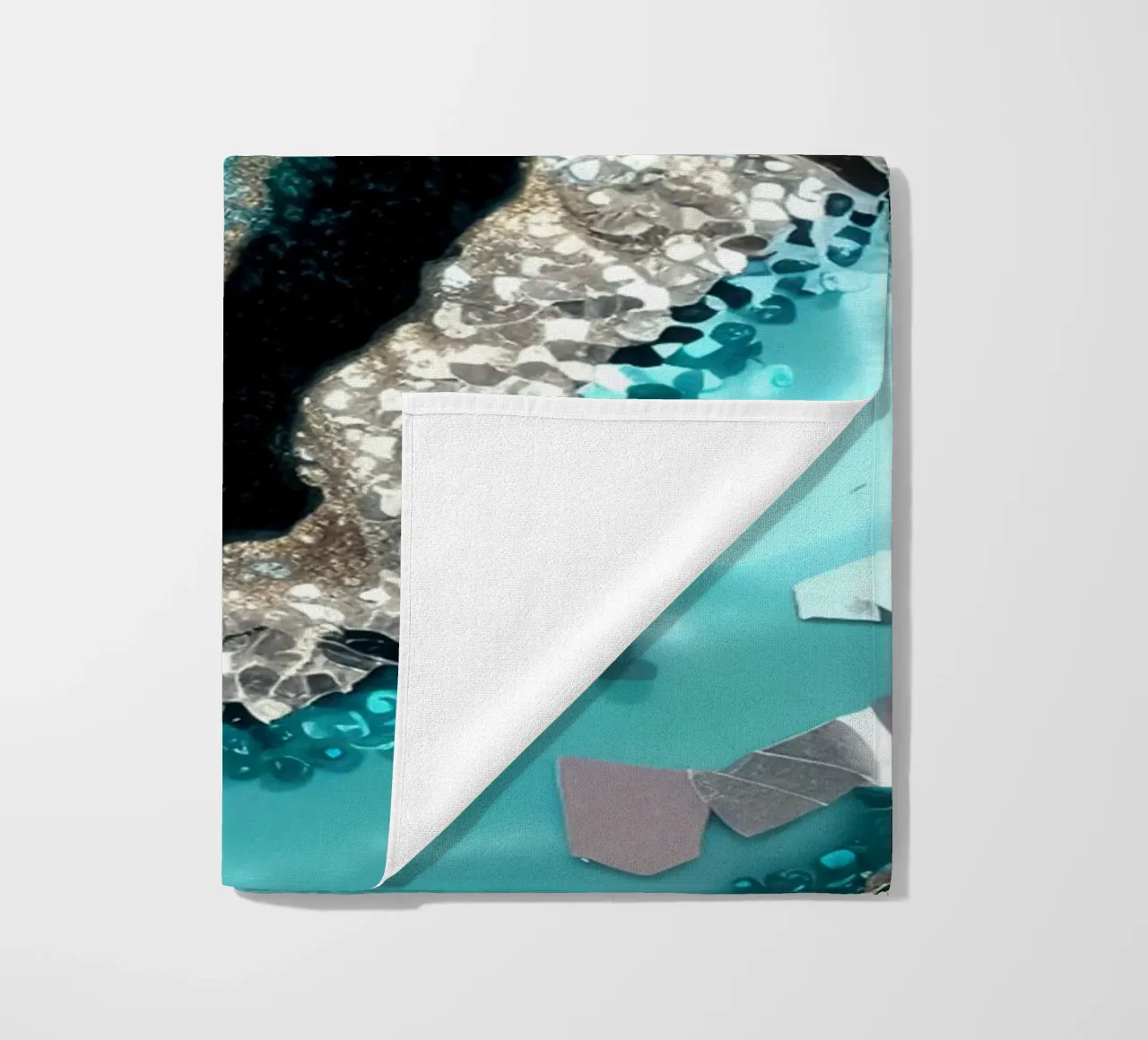 Glam Turquoise Agate Texture beach towel by Gemstone Textures