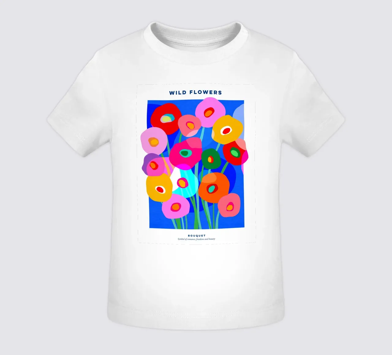 VET & WILD KLAPROZEN BOEKET POSTER - COLBOLT BLAUW baby t-shirt van Dominique Vari