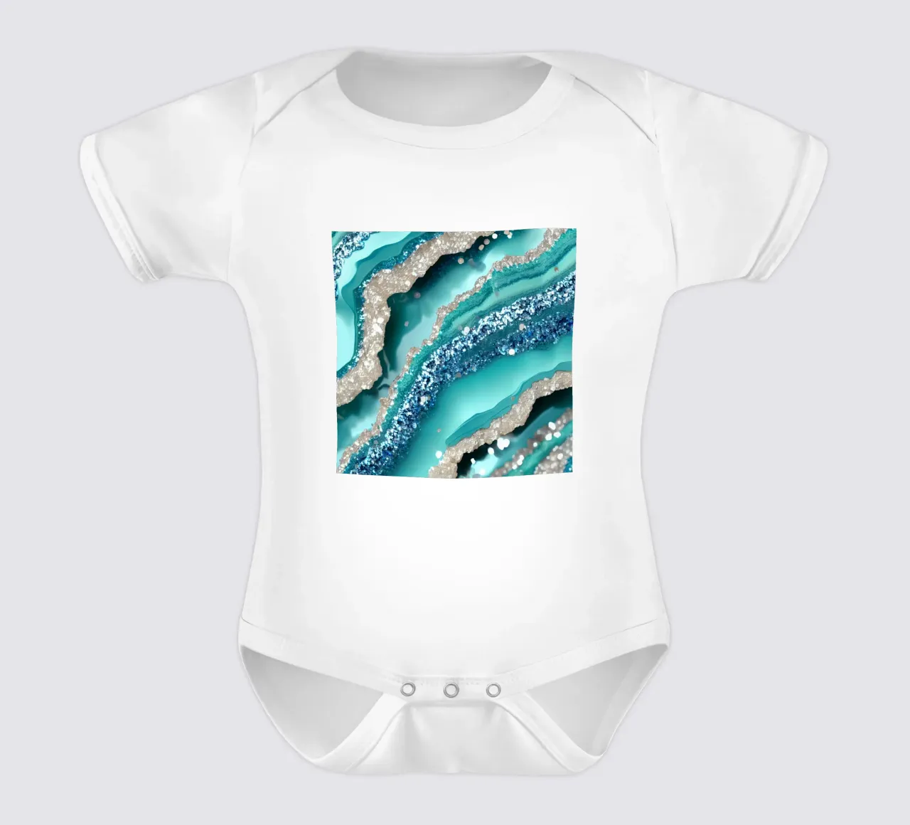 Glam Turquoise Agate Texture short-sleeve baby romper by Gemstone Textures