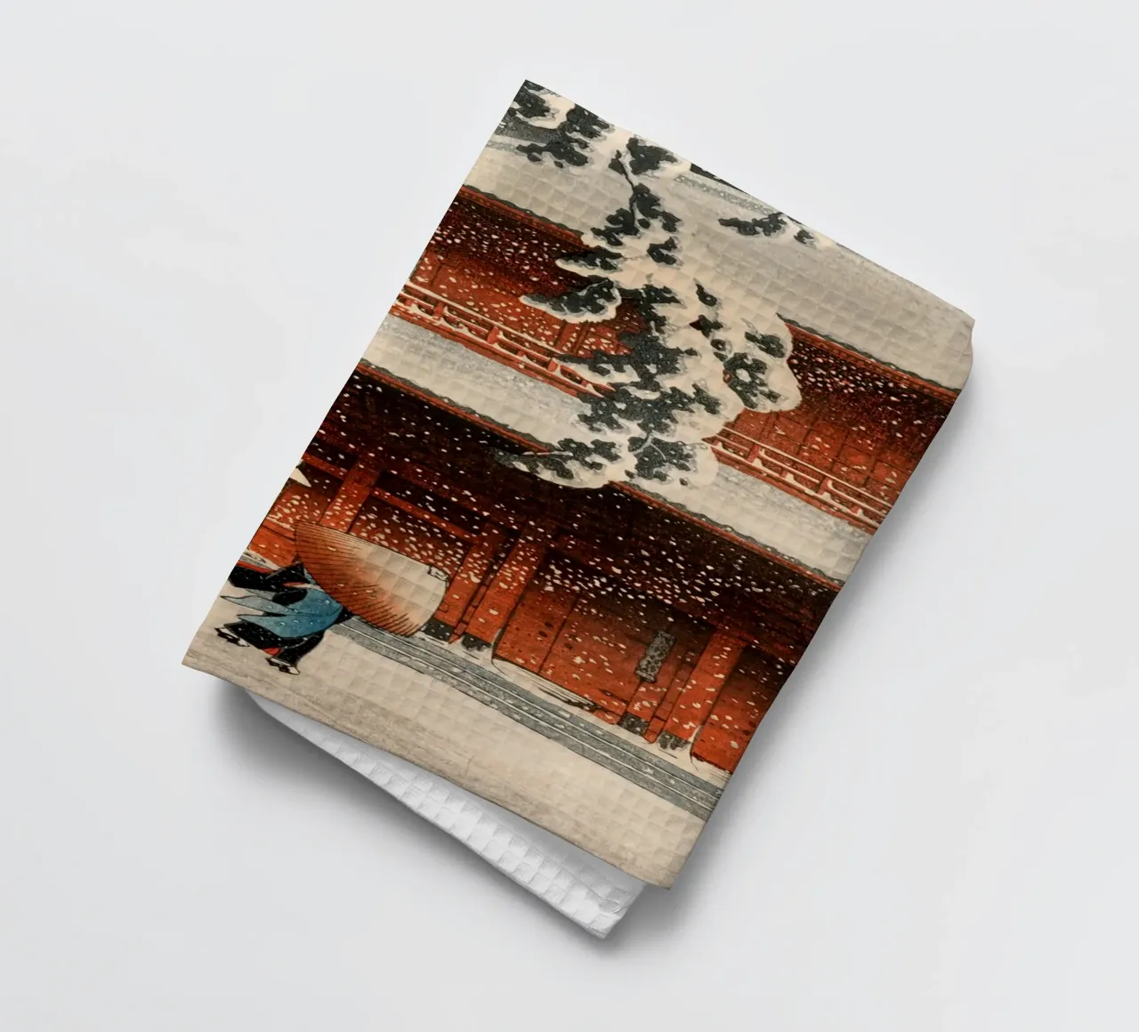 Ukiyo-e: Paesaggio giapponese, Tempio Zojo nella neve Shiba Hasui canovaccio da cucina da Aesthetic Muse