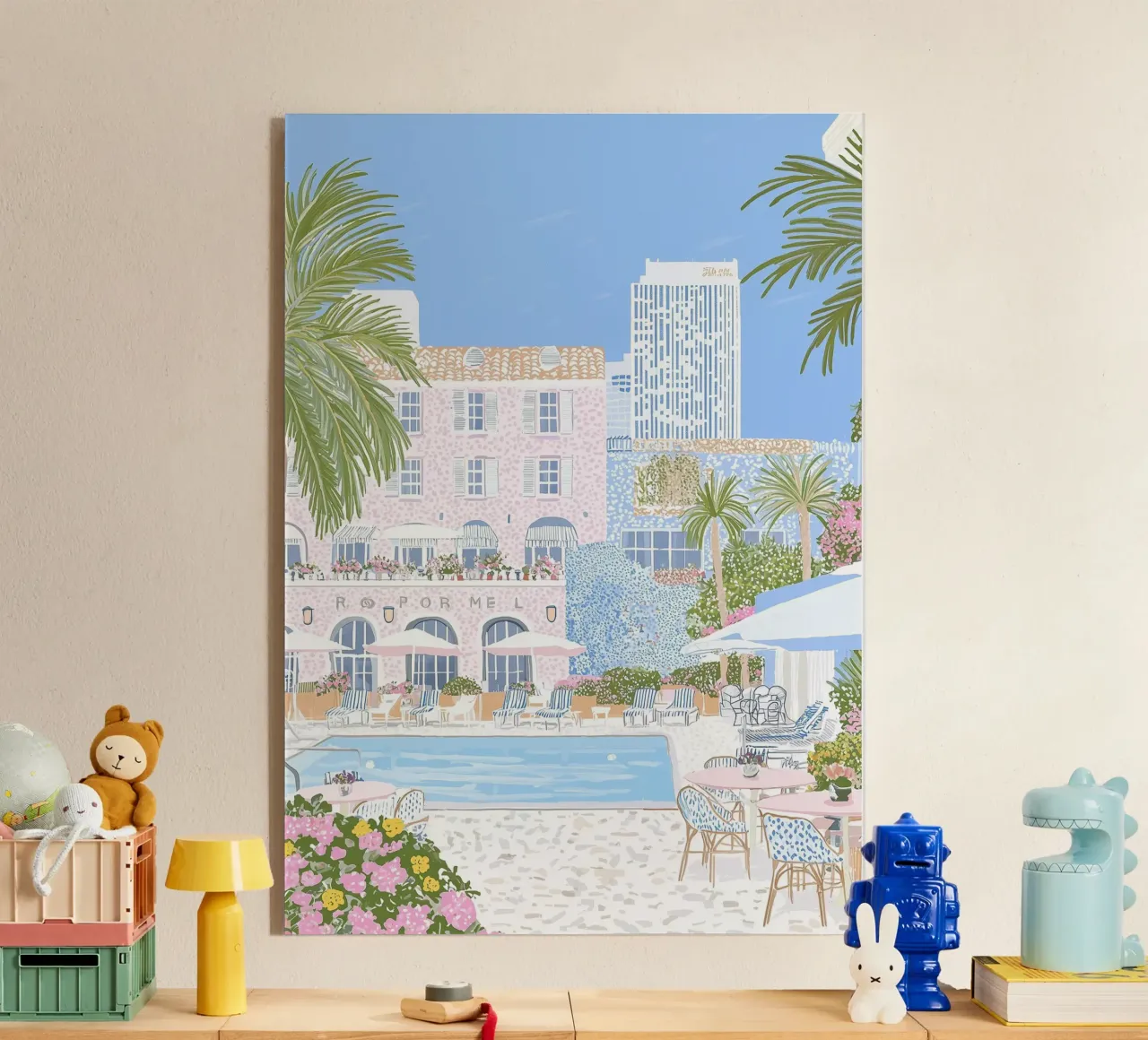 Reisposter, Luxe Reisafdruk, Zomerafdruk Zwembad acryl van Gaia