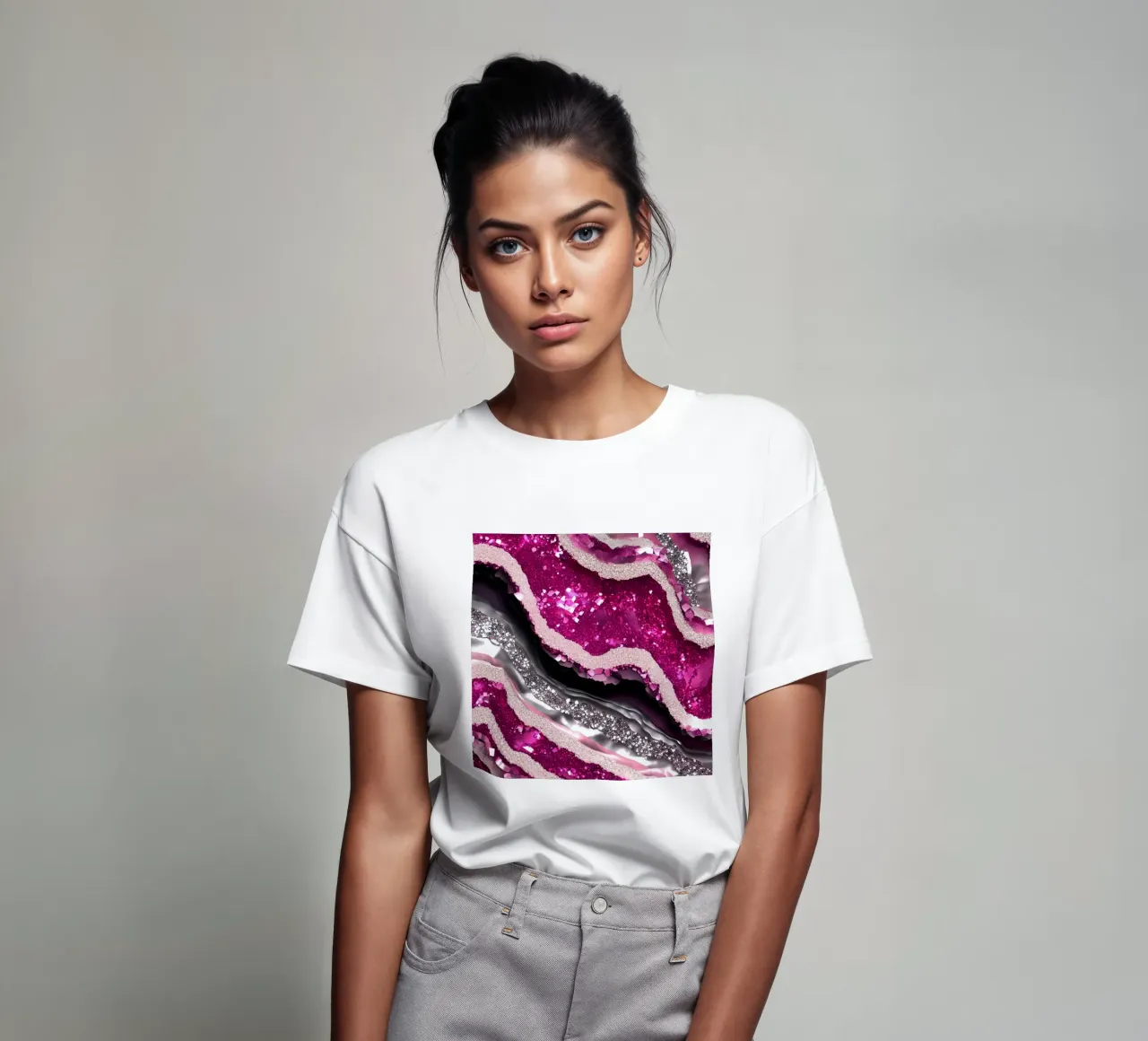 Texture agata magenta glam t-shirt da Gemstone Textures