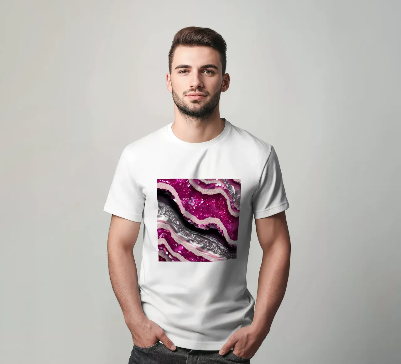 Texture agata magenta glam t-shirt da Gemstone Textures