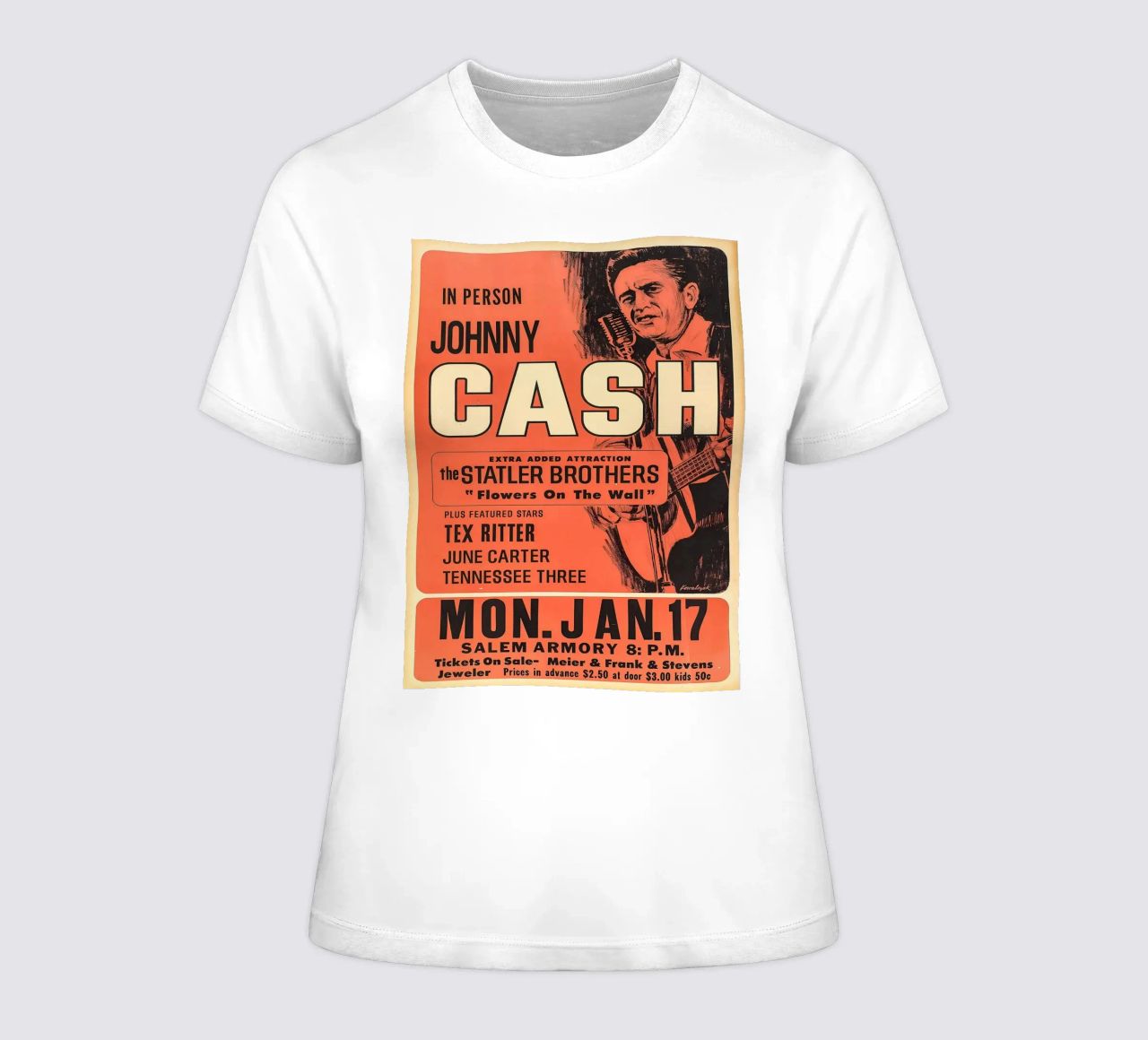 Vintage Johnny Cash And The Tennessee Three Concert t-shirt ajusté pour femmes de SoundStudio