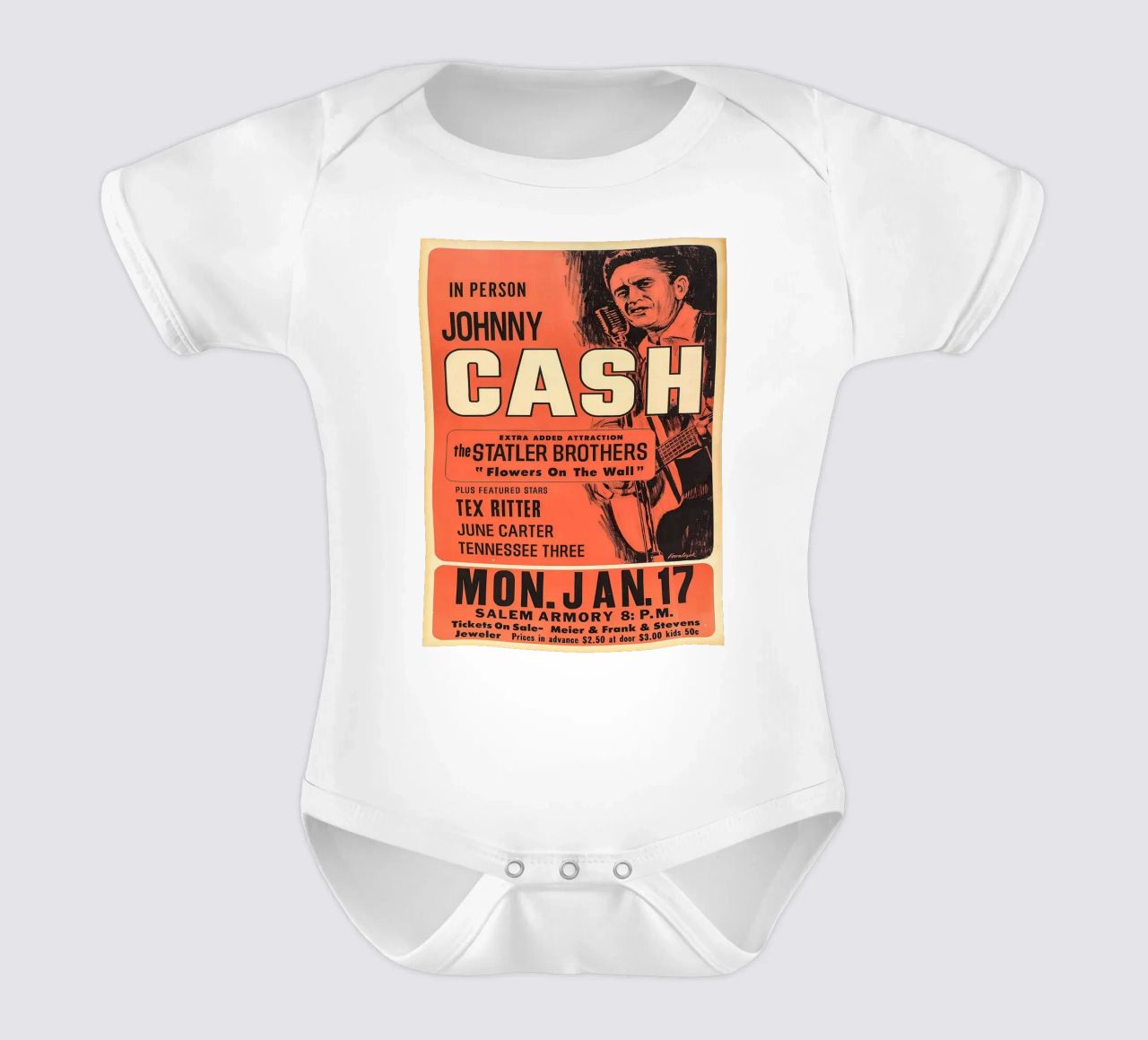 Vintage Johnny Cash And The Tennessee Three Concert body bébé de SoundStudio