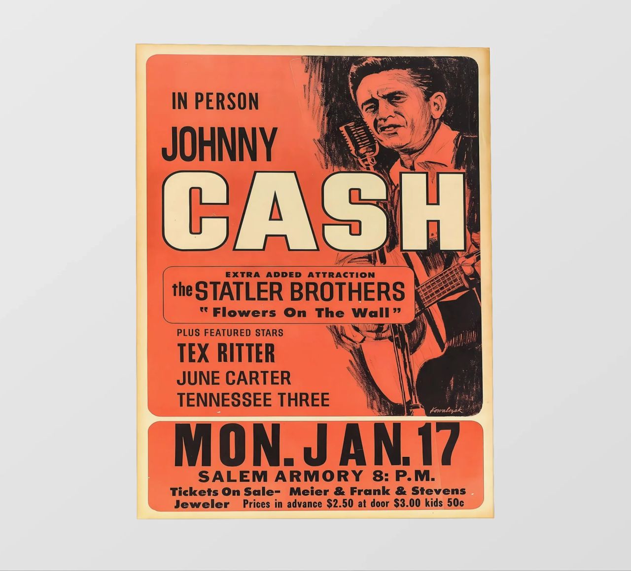 Vintage Johnny Cash And The Tennessee Three Concert film rétro-éclairé de SoundStudio