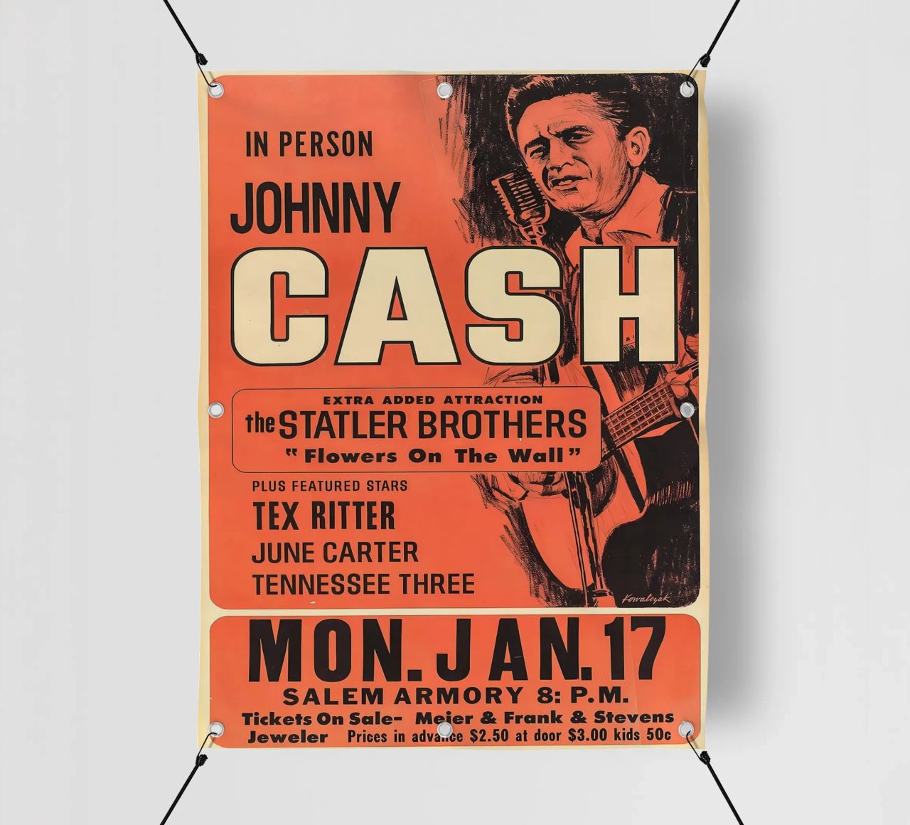 Vintage Johnny Cash And The Tennessee Three Concert bâche pvc de SoundStudio