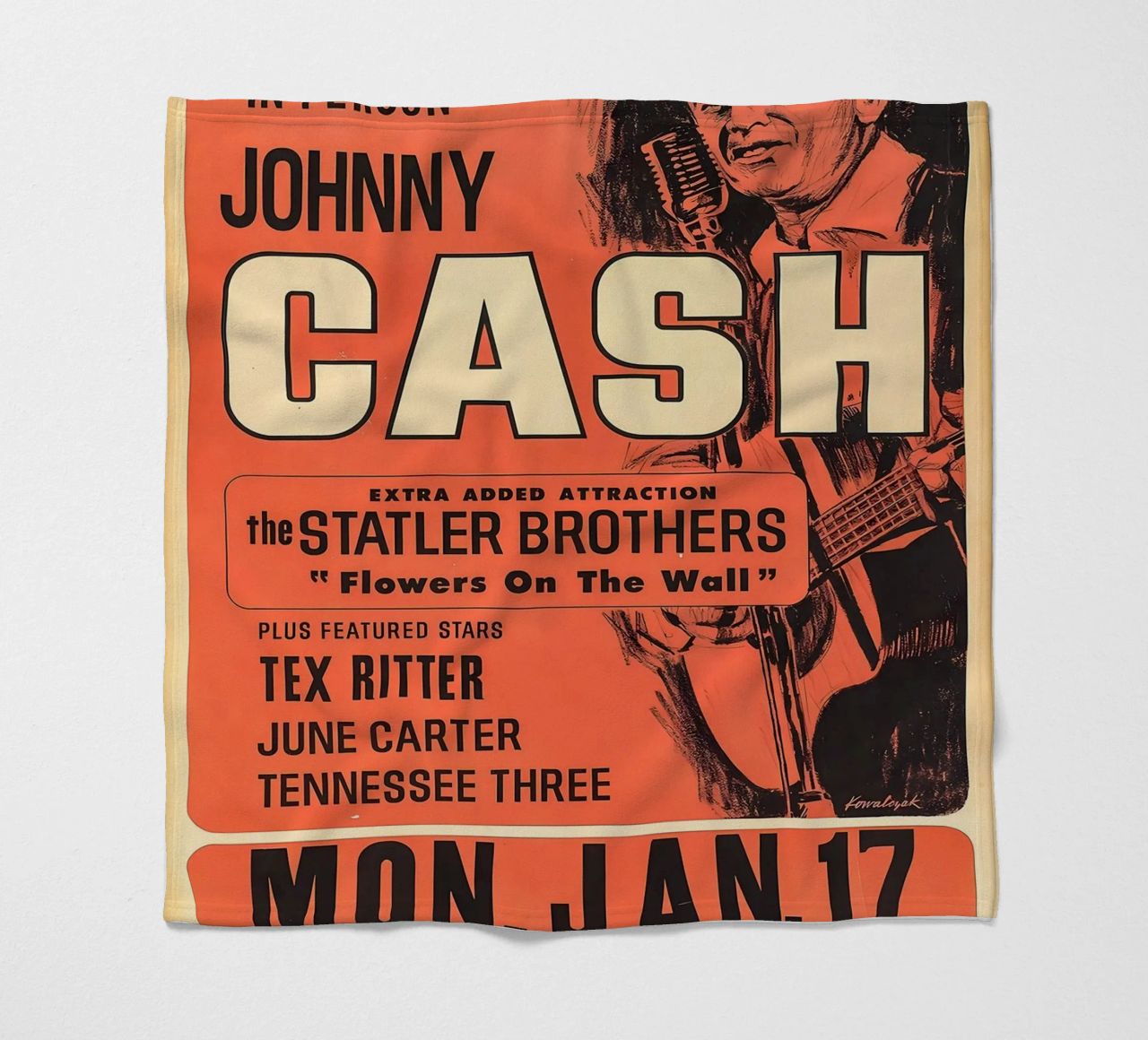 Vintage Johnny Cash And The Tennessee Three Concert plaid polaire de SoundStudio
