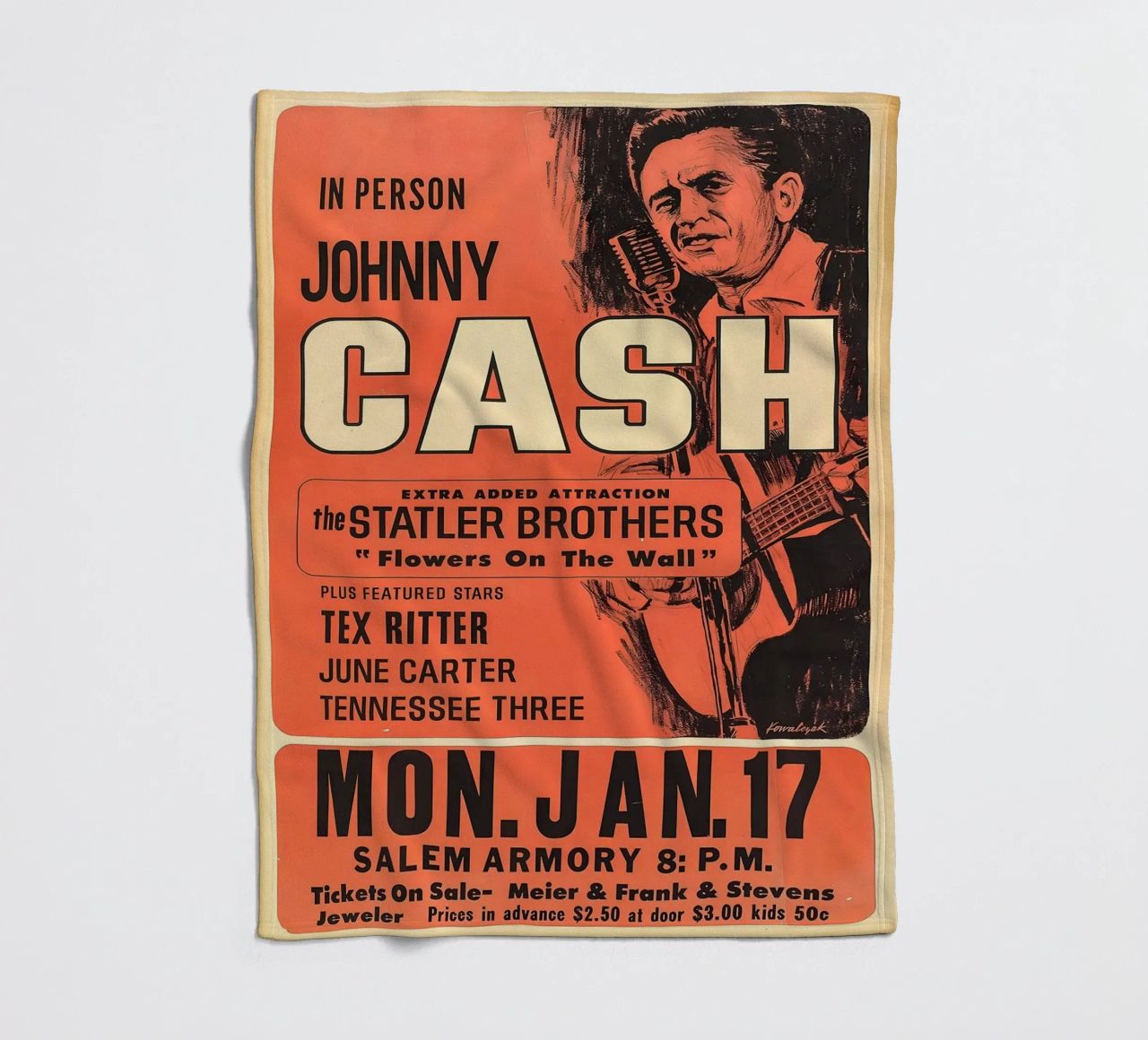 Vintage Johnny Cash And The Tennessee Three Concert plaid polaire de SoundStudio