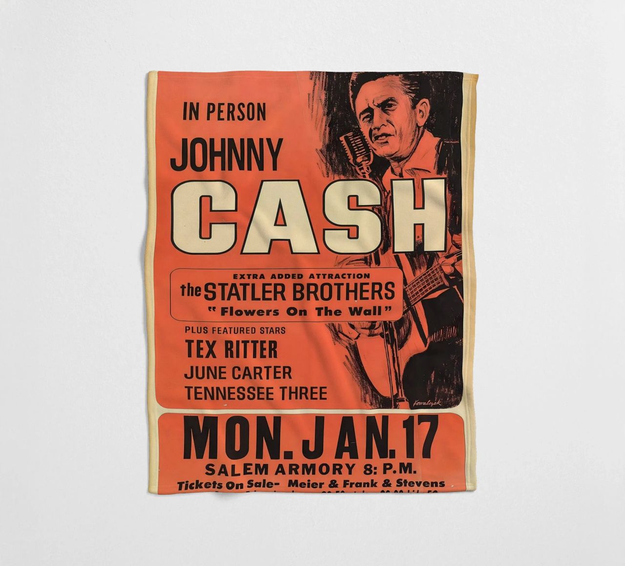 Vintage Johnny Cash And The Tennessee Three Concert plaid polaire de SoundStudio