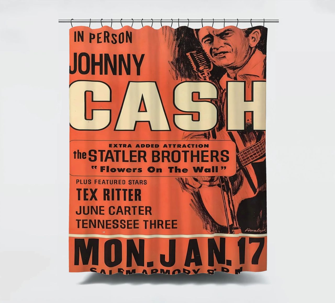 Vintage Johnny Cash And The Tennessee Three Concert rideau de douche de SoundStudio