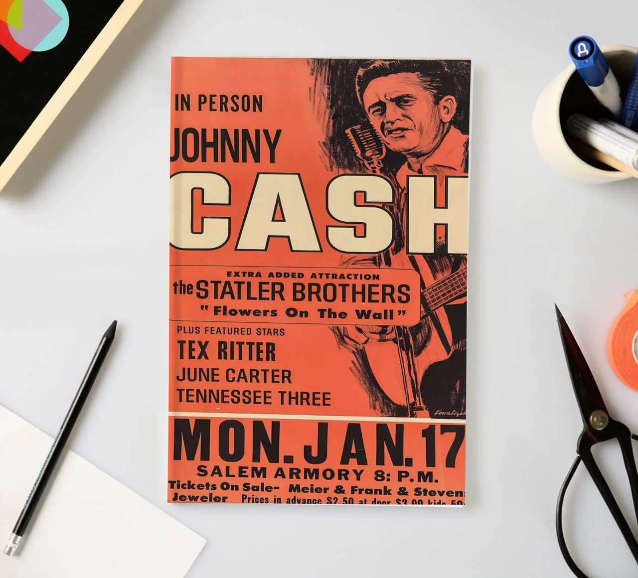 Vintage Johnny Cash And The Tennessee Three Concert carnet de notes de SoundStudio