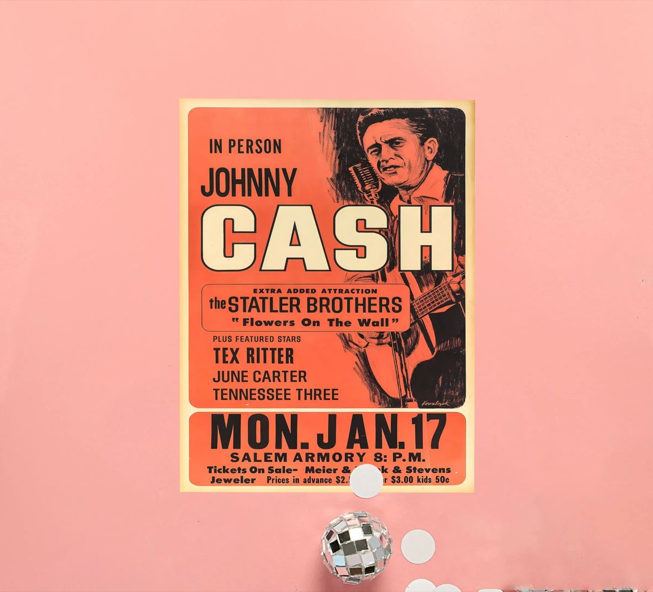 Vintage Johnny Cash And The Tennessee Three Concert autocollant de SoundStudio