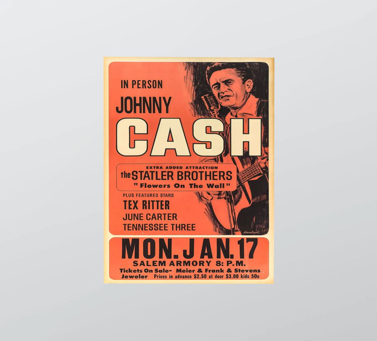 Vintage Johnny Cash And The Tennessee Three Concert autocollant de SoundStudio
