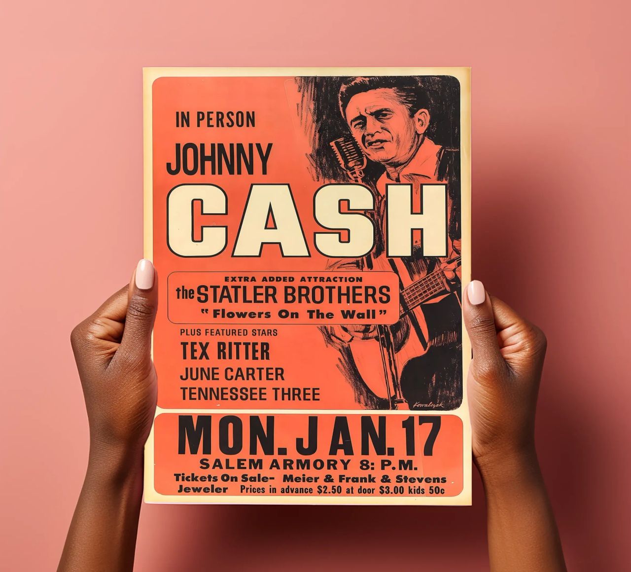 Vintage Johnny Cash And The Tennessee Three Concert planche autocollant de SoundStudio