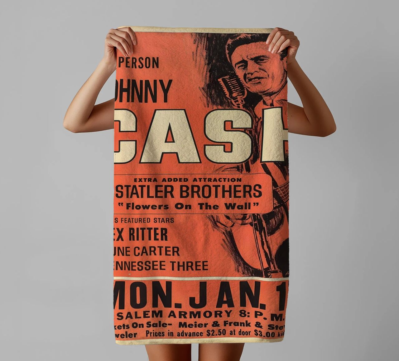 Vintage Johnny Cash And The Tennessee Three Concert serviette de bain de SoundStudio