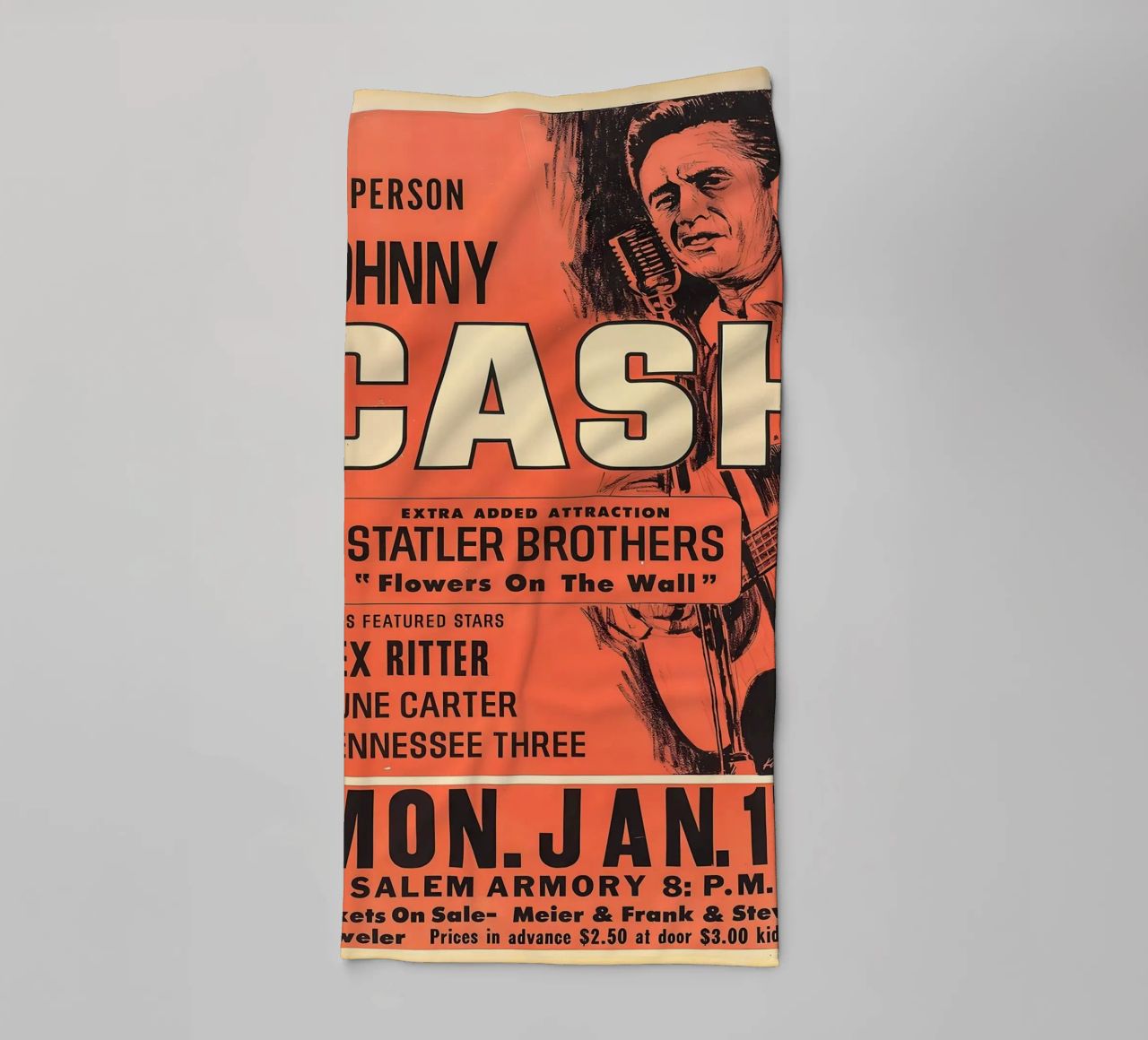 Vintage Johnny Cash And The Tennessee Three Concert serviette de bain de SoundStudio