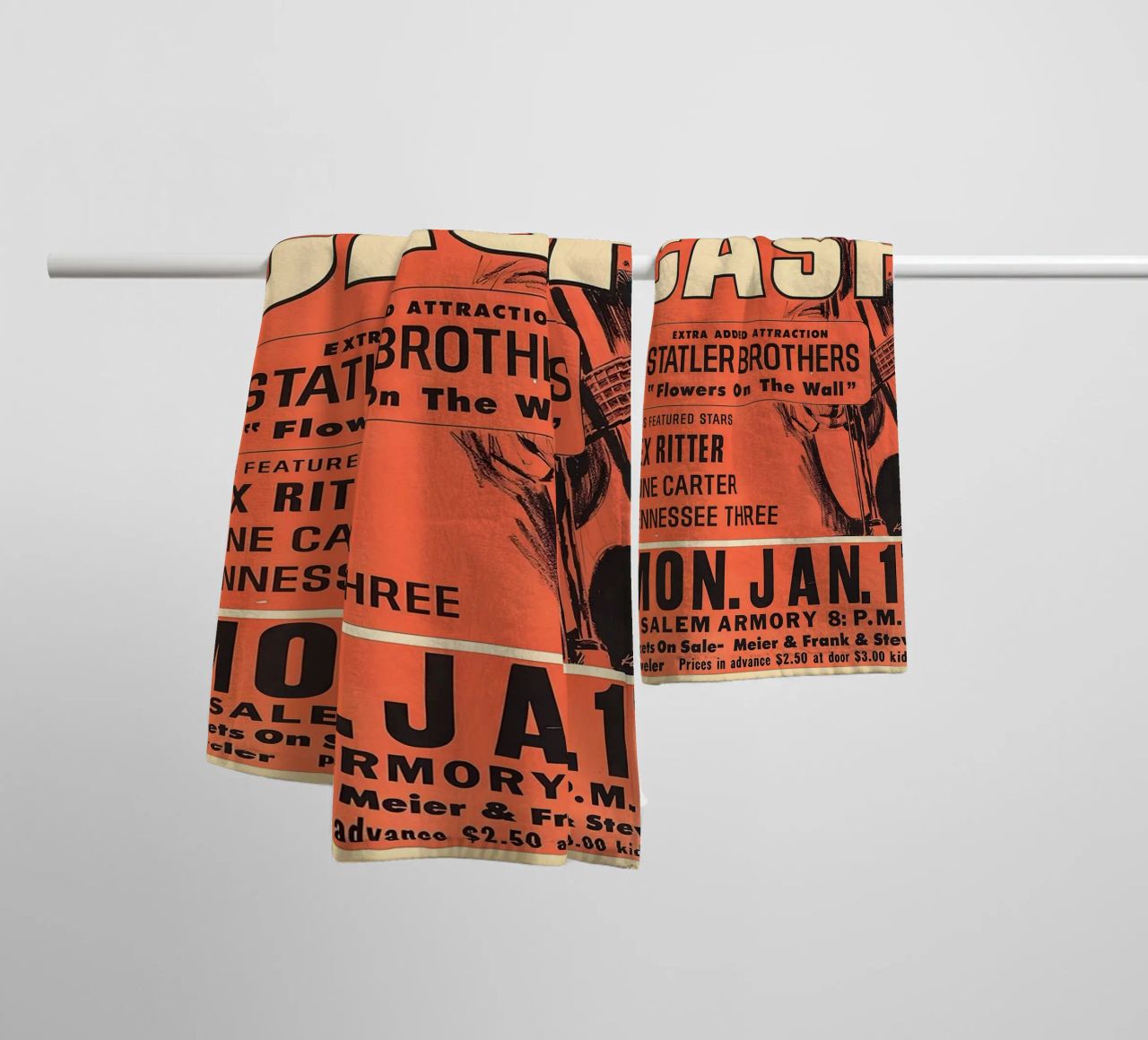 Vintage Johnny Cash And The Tennessee Three Concert serviette de bain de SoundStudio