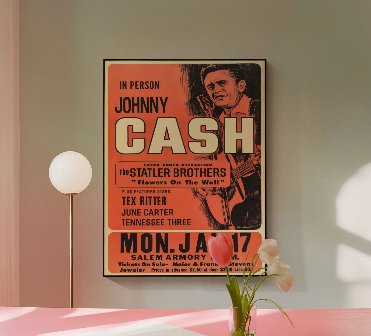Vintage Johnny Cash And The Tennessee Three Concert plexiglas de SoundStudio