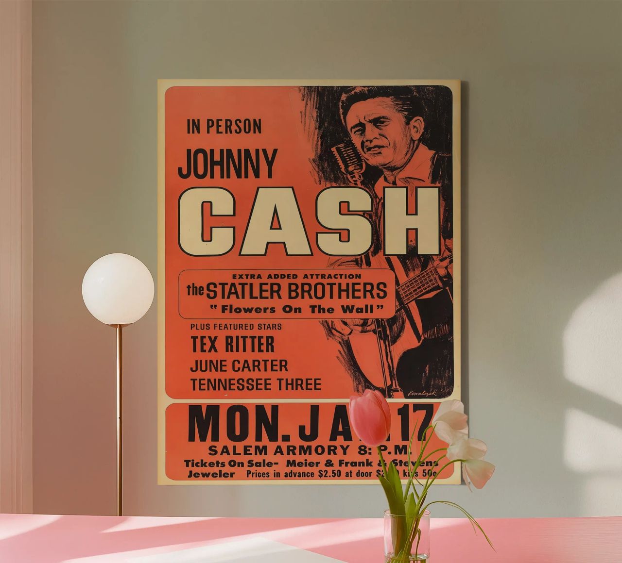 Vintage Johnny Cash And The Tennessee Three Concert toile de SoundStudio