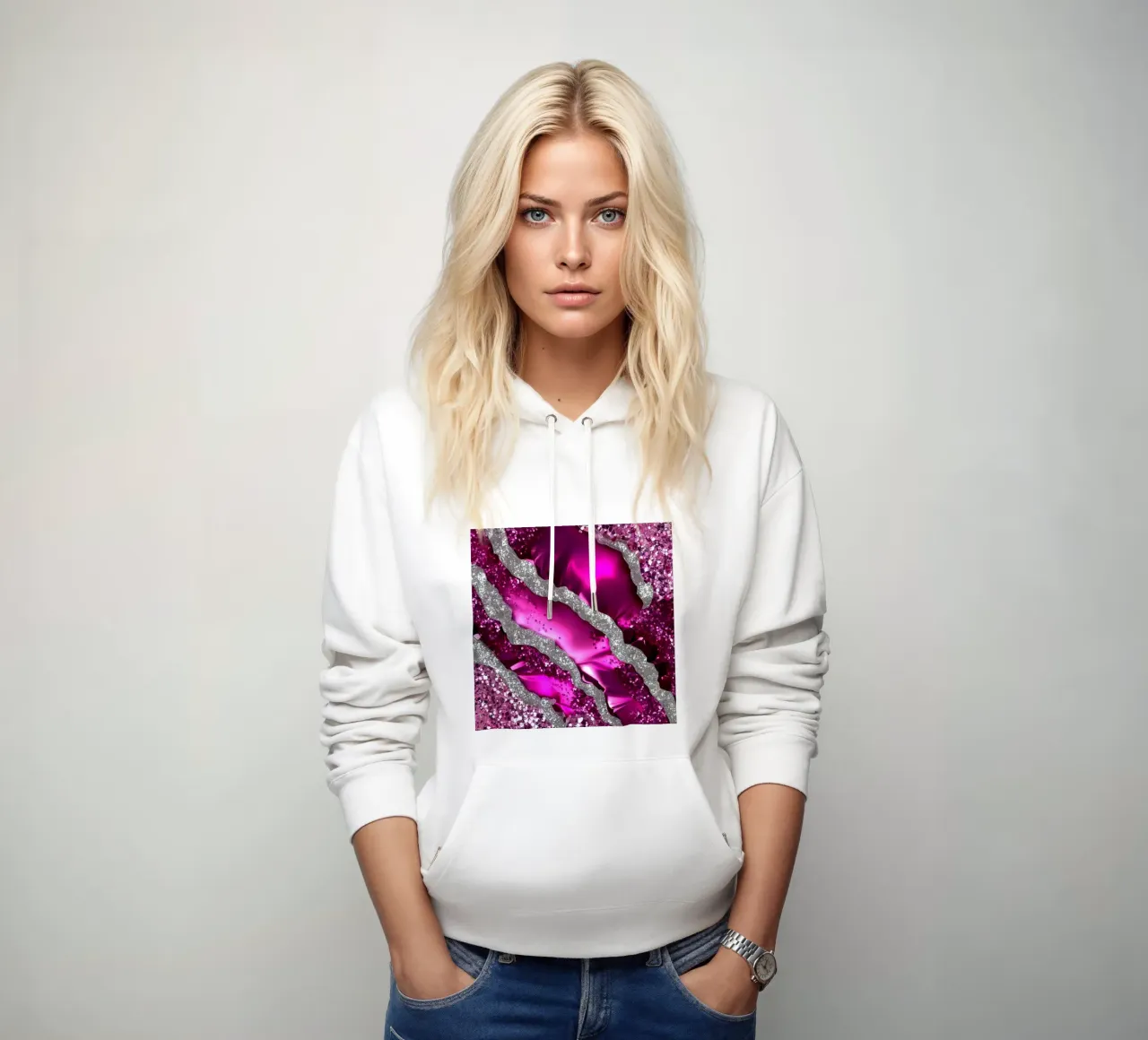 Texture agata magenta glam felpa con cappuccio da Gemstone Textures