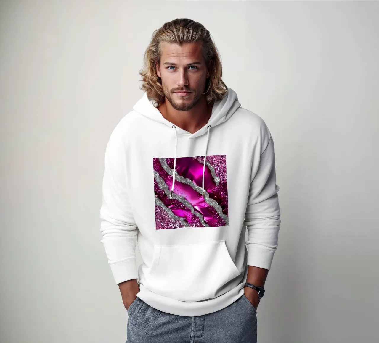 Texture agata magenta glam felpa con cappuccio da Gemstone Textures