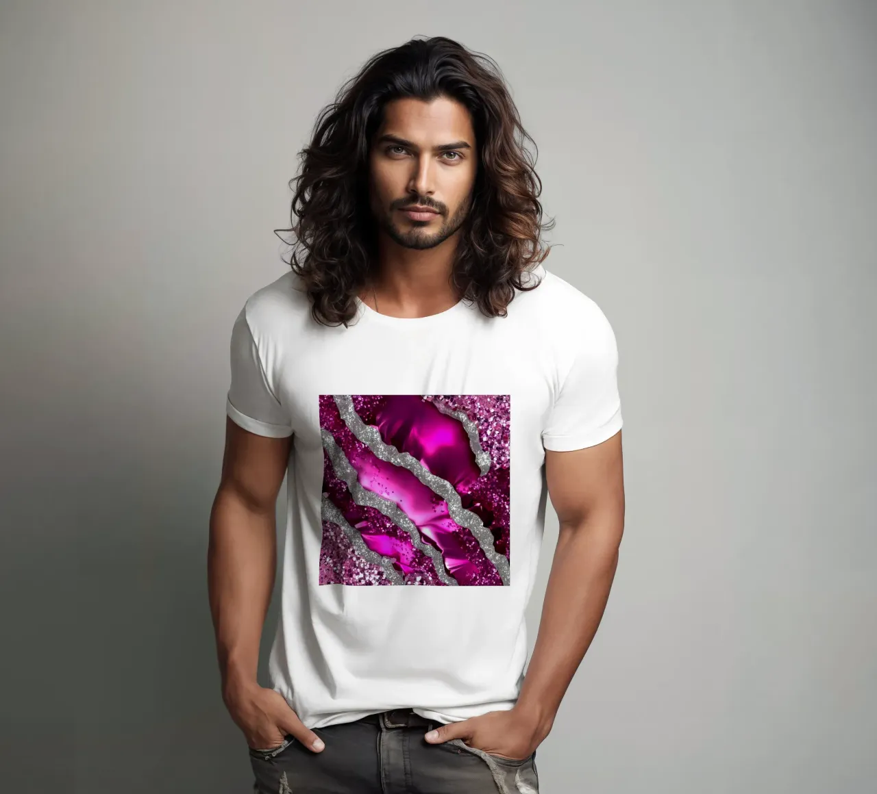 Texture agata magenta glam t-shirt da Gemstone Textures