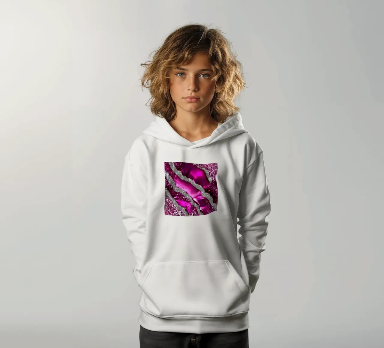 Texture agata magenta glam felpa bambino con cappuccio da Gemstone Textures