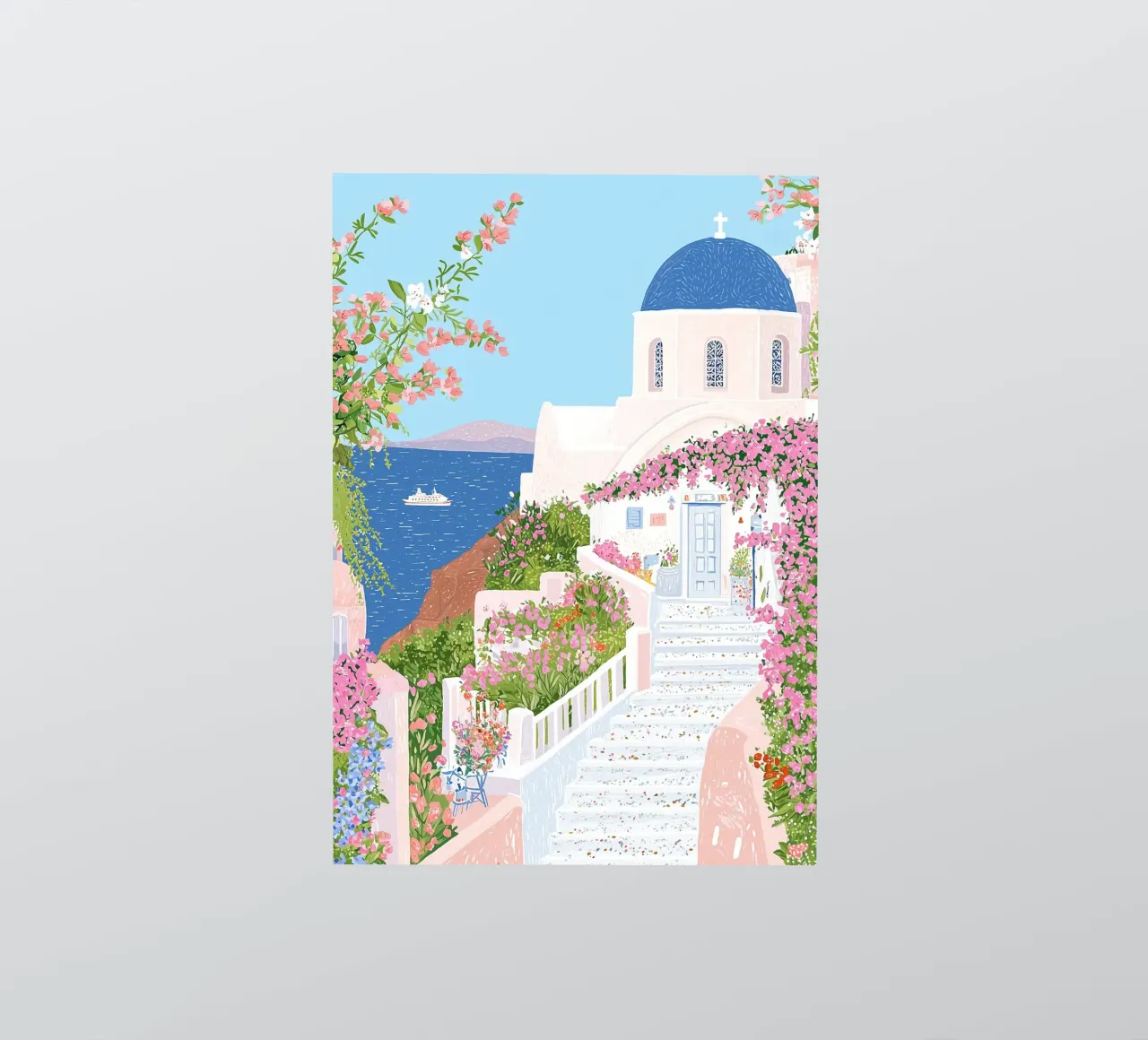 Santorini Druck, Griechische Inseln, Reiseposter Oia Wanddekoration Sticker von Gaia