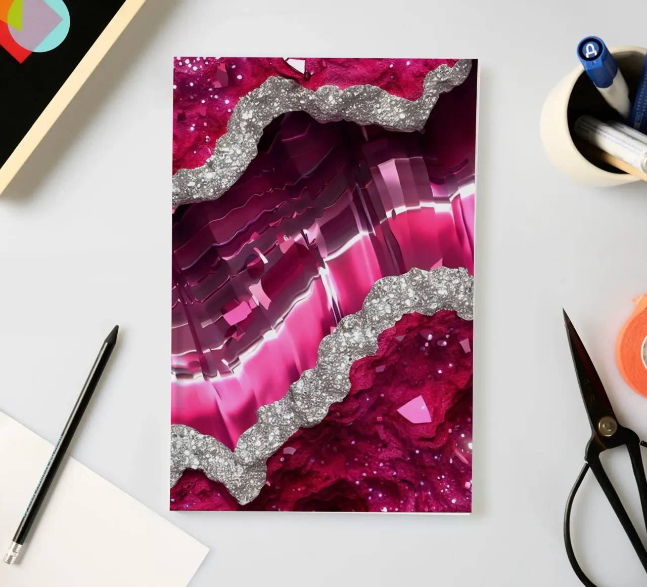 Glam Magenta Agate Texture notebook by Gemstone Textures