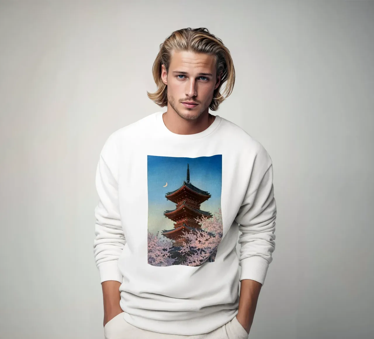 Ukiyo-e: Spring Evening at Toshogu Shrine, Ueno by Hasui sweatshirt by Aesthetic Muse