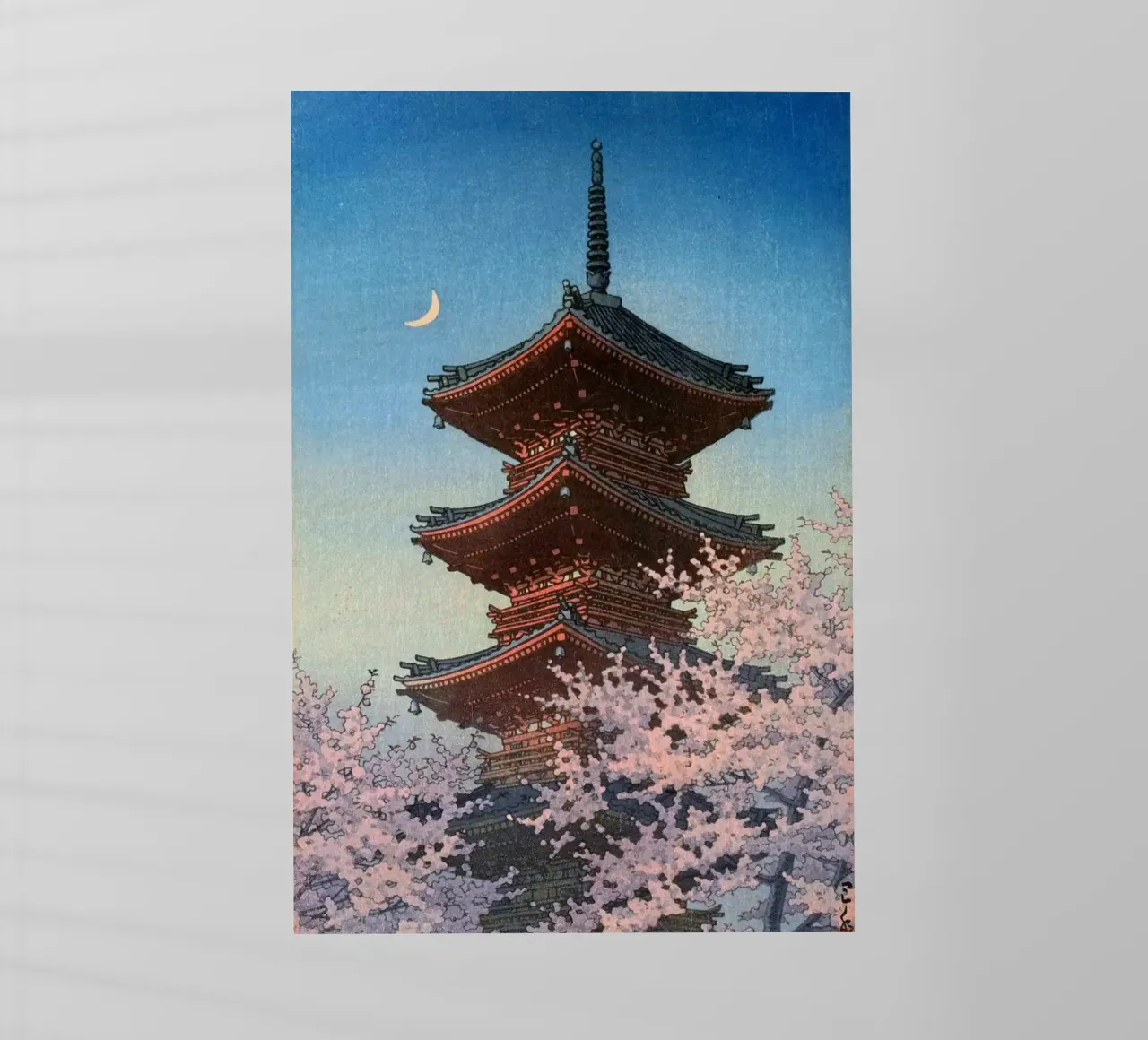 Ukiyo-e: Serata di primavera al Santuario Toshogu, Ueno di Hasui pellicola backlit da Aesthetic Muse
