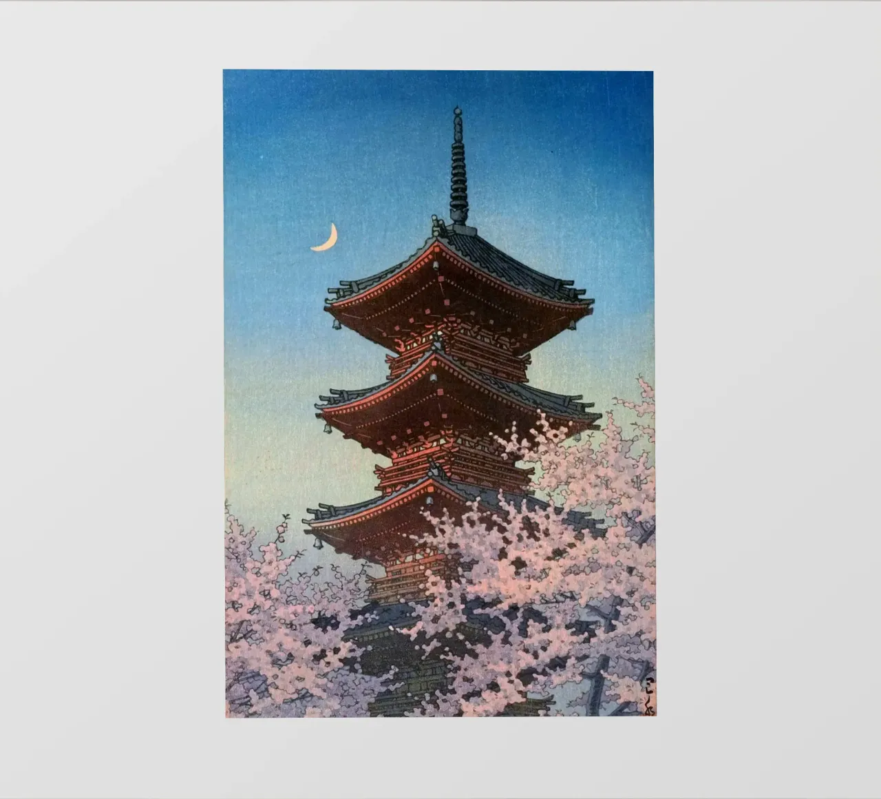 Ukiyo-e: Serata di primavera al Santuario Toshogu, Ueno di Hasui pellicola backlit da Aesthetic Muse