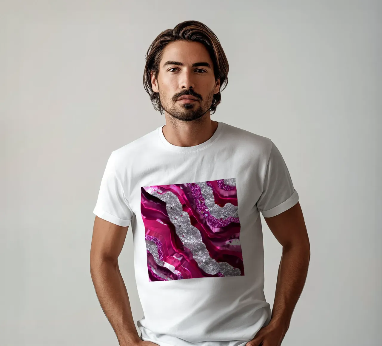 Texture agata magenta glam t-shirt da Gemstone Textures