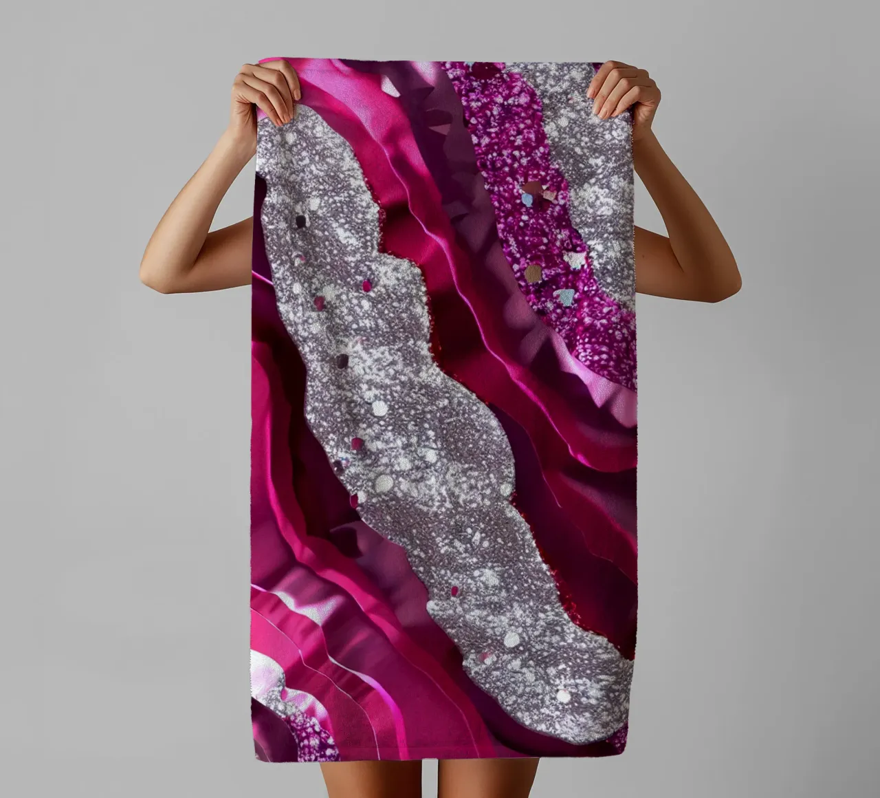 Texture agata magenta glam asciugamano da bagno da Gemstone Textures