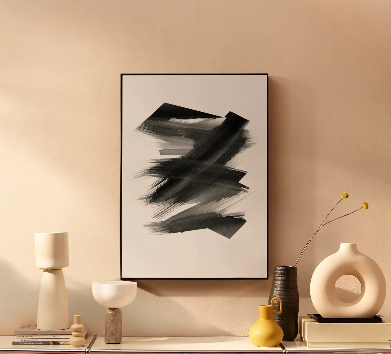 Strokes 23 | Black Minimal Brushstroke Abstract alluminio dibond da sabidussi