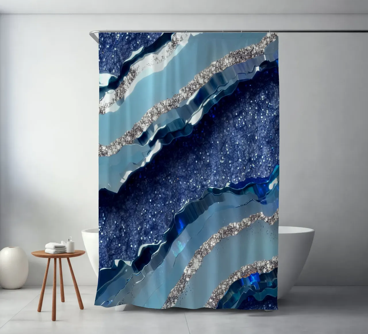 Glam Blue Agate Texture shower curtain by Gemstone Textures