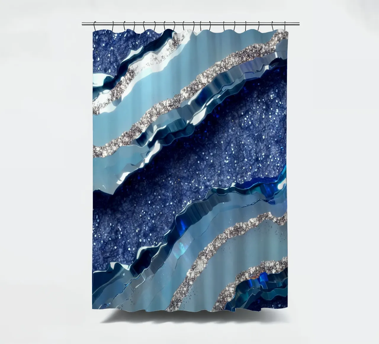 Glam Blue Agate Texture shower curtain by Gemstone Textures
