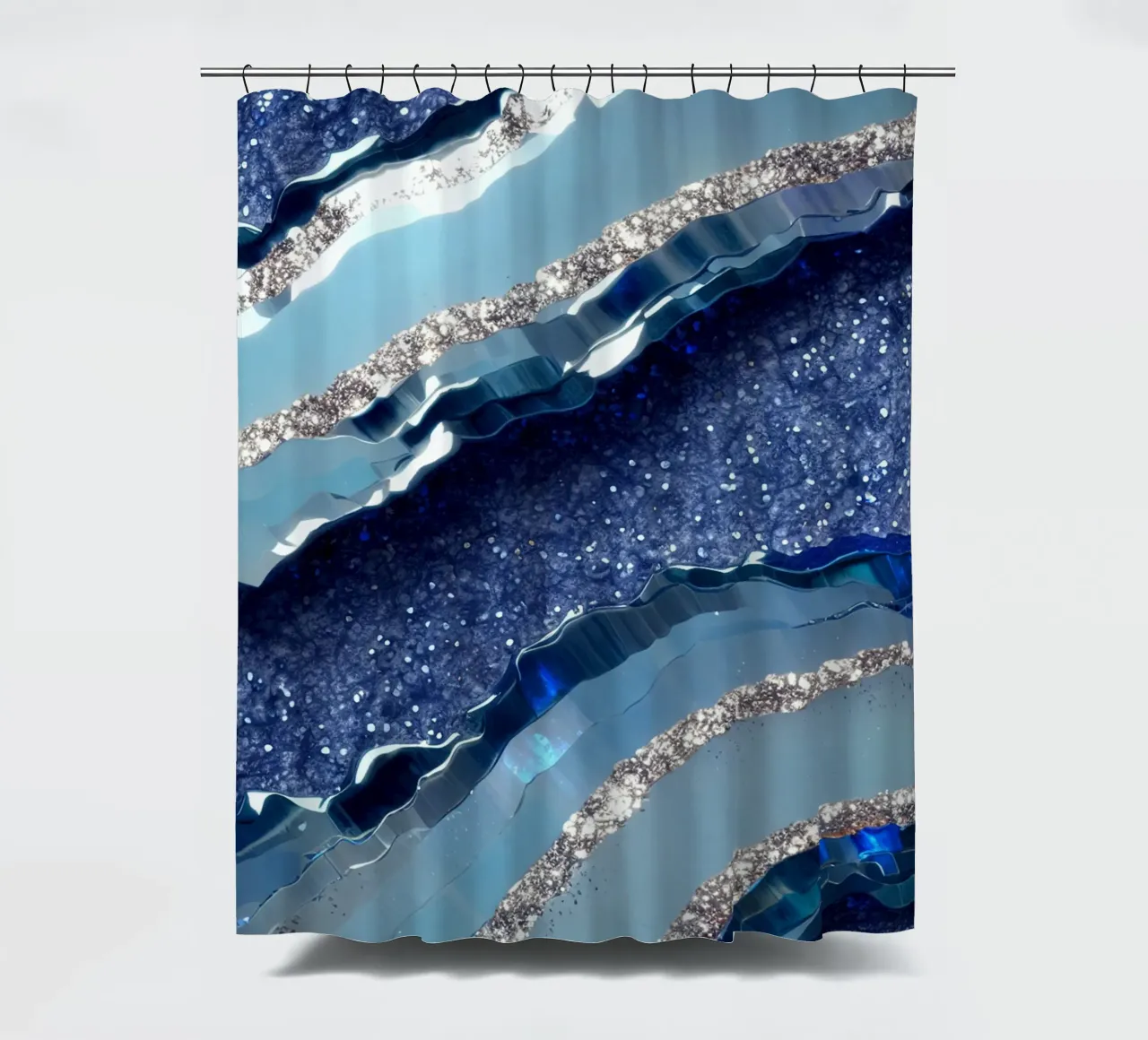 Glam Blue Agate Texture shower curtain by Gemstone Textures