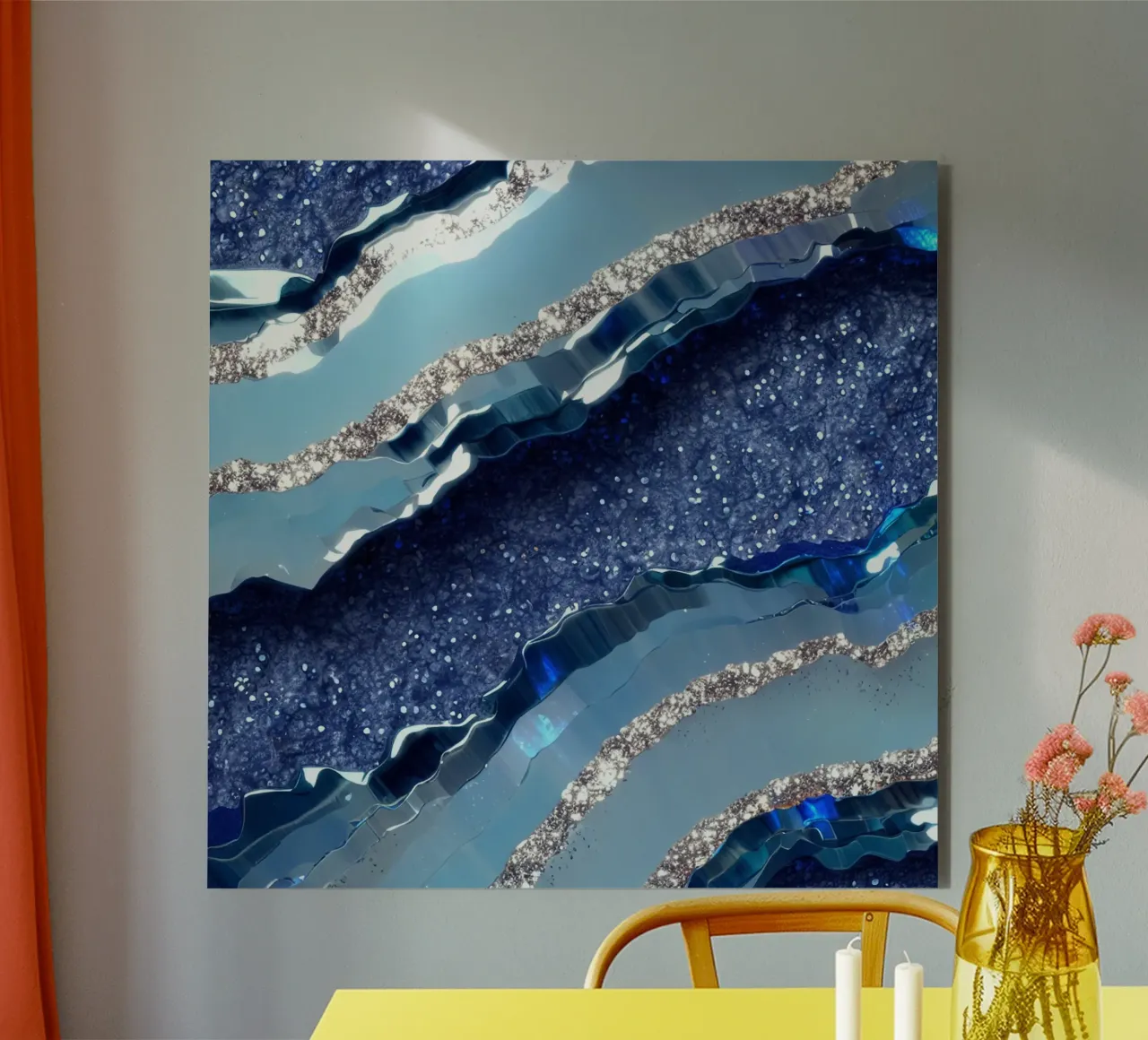 Glam Blue Agate Texture alu-dibond by Gemstone Textures