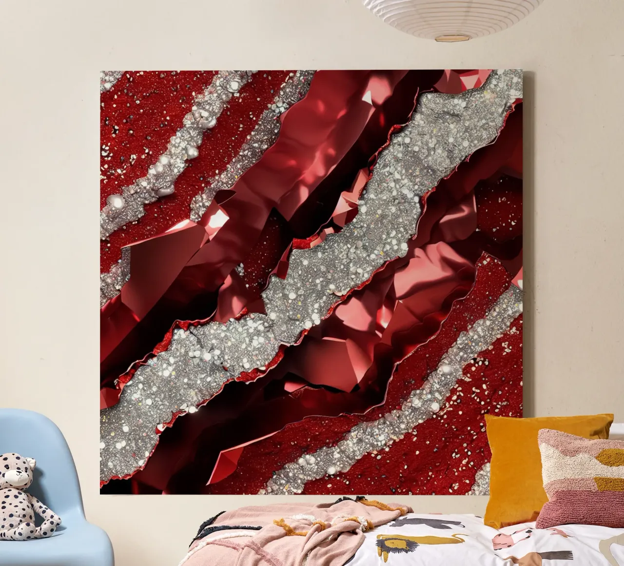 Glam Red Agate Texture canvas with Floater frame by Gemstone Textures