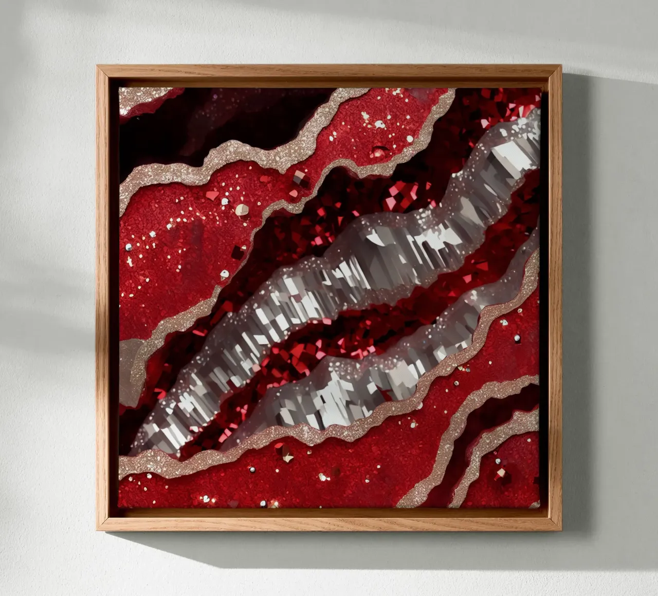 Glam Red Agate Texture canvas with Floater frame by Gemstone Textures