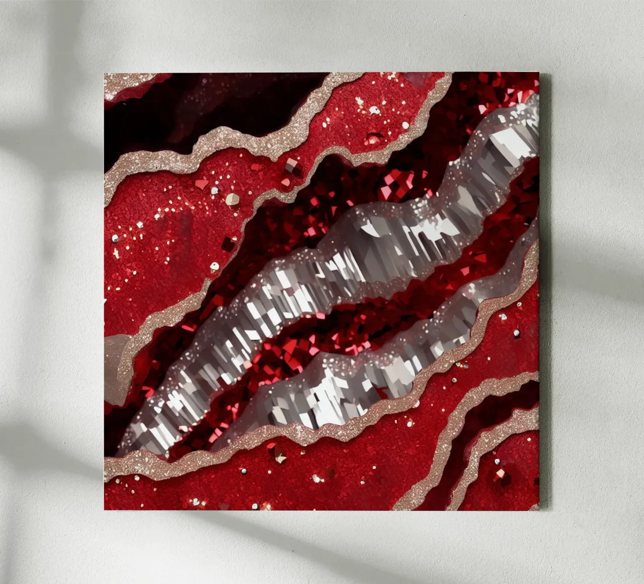 Glam Red Agate Texture canvas with Floater frame by Gemstone Textures