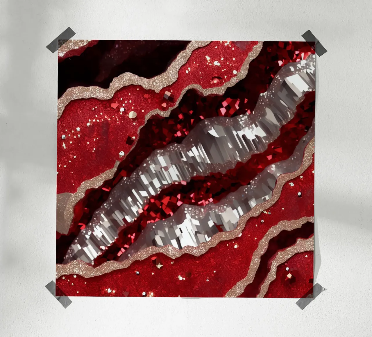Texture glam dell'agata rossa poster con telaio in legno da Gemstone Textures