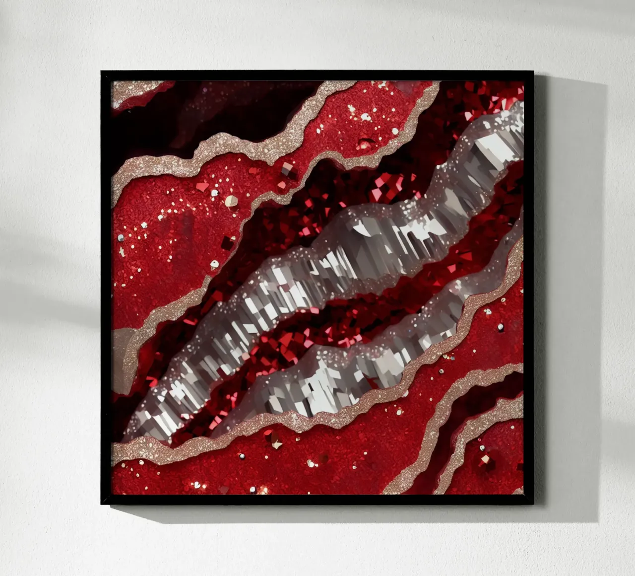 Texture glam dell'agata rossa poster con telaio in legno da Gemstone Textures