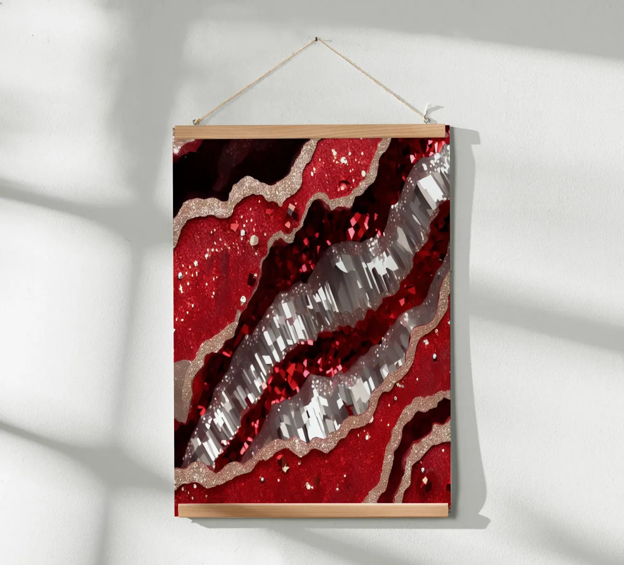 Texture glam dell'agata rossa poster con telaio in legno da Gemstone Textures