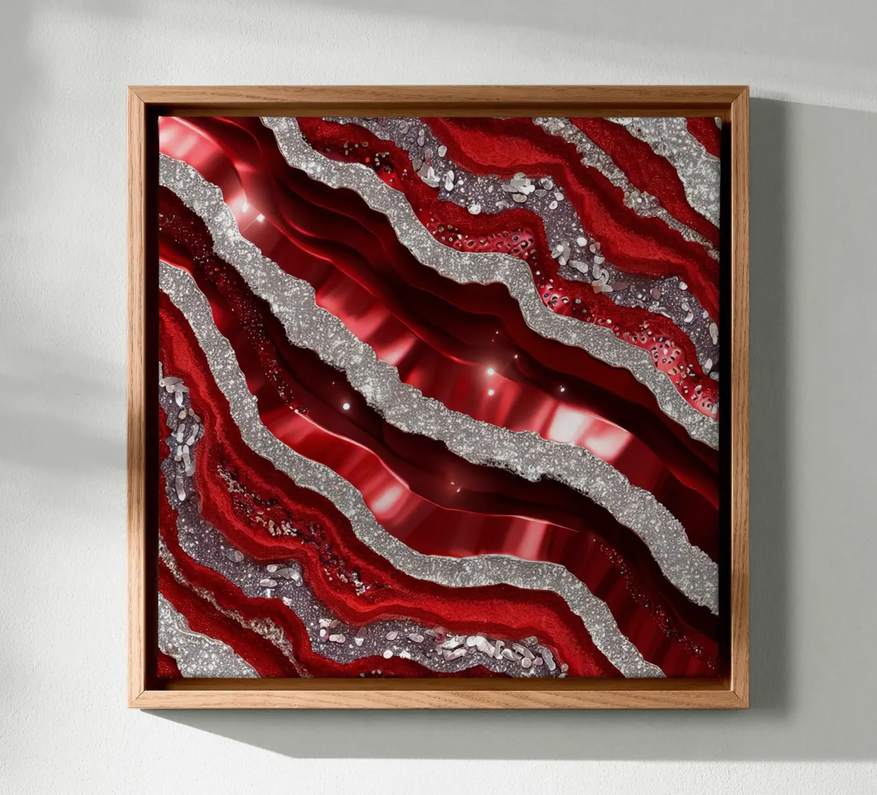 Glam Red Agate Texture canvas with Floater frame by Gemstone Textures