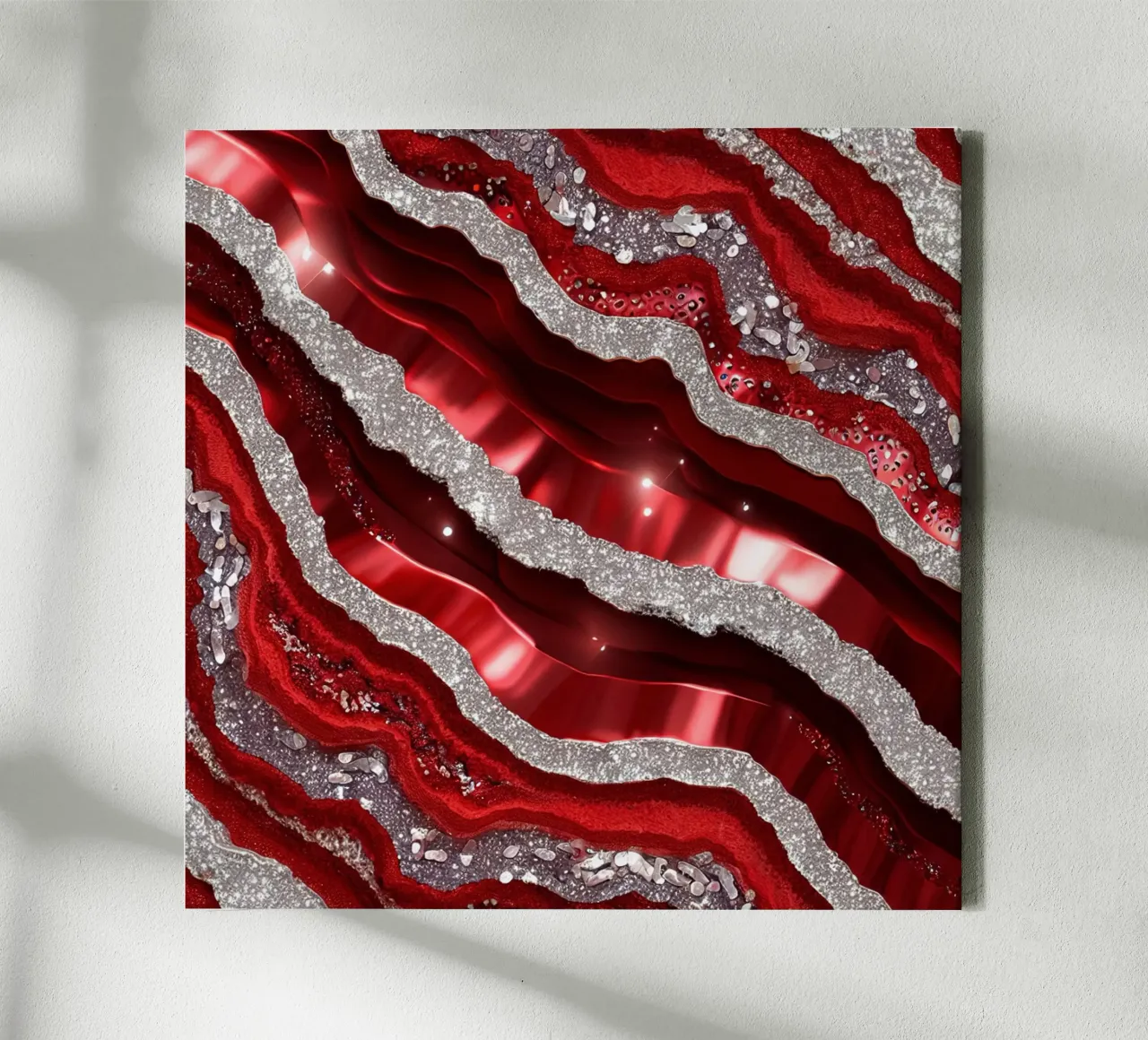 Glam Red Agate Texture canvas with Floater frame by Gemstone Textures