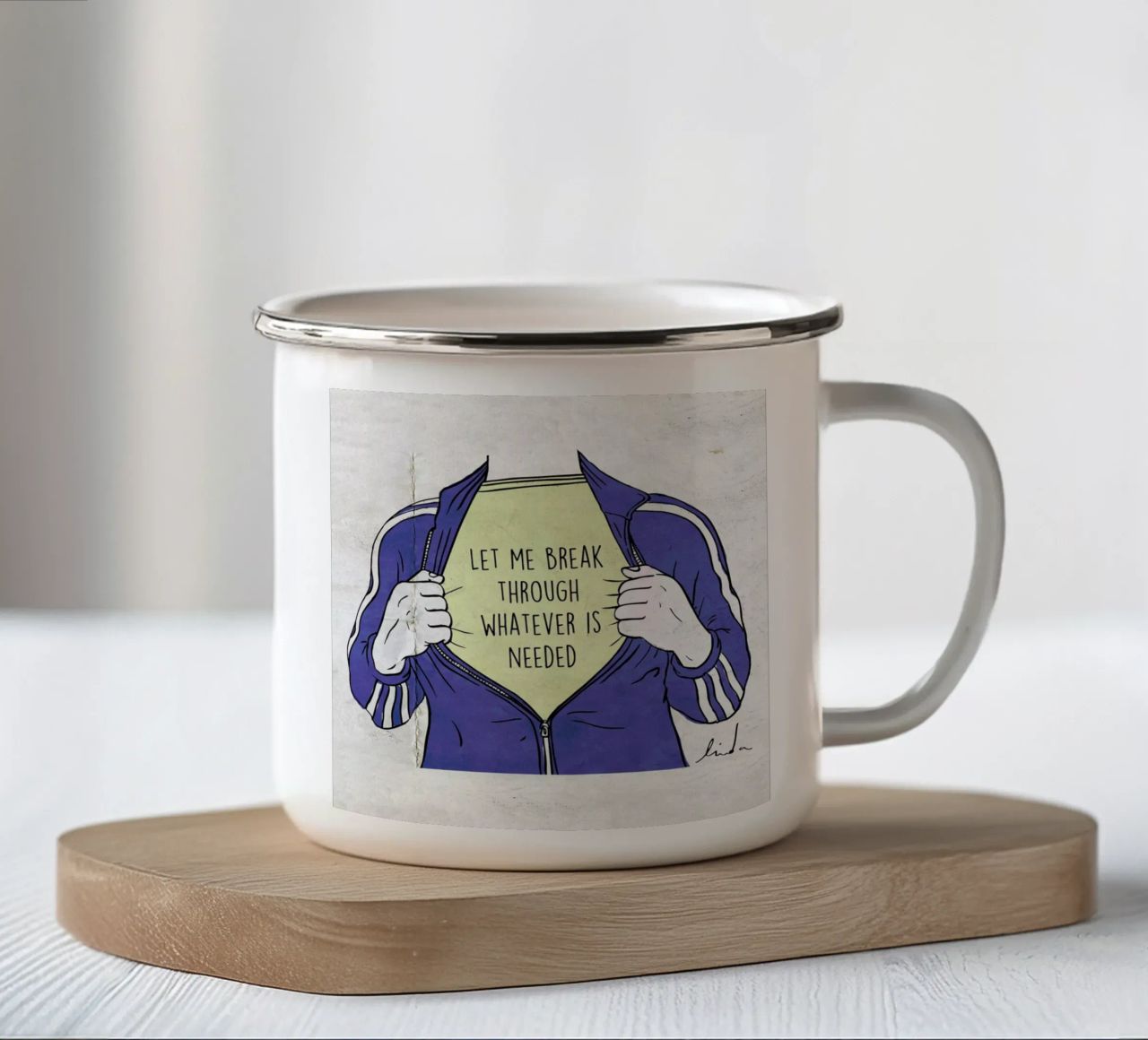 Break Through tazza in smalto da Linda van Bruggen